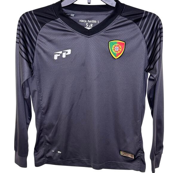 Forca Portugal Men’s Small gray and black long sleeve #7 Habib soccer Jersey - Picture 1 of 8